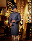 Deep Blue sherwani with Kula