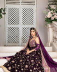Plum velvet lehnga choli