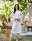 White Striped Georgette & Maisuri Outfit
