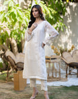 White Striped Georgette & Maisuri Outfit