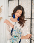 White and Blue embroidered sleeves