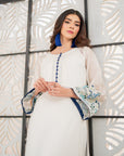 White and Blue embroidered sleeves