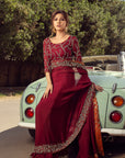 Carmine Maroon Chiffon Saree