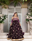Plum velvet lehnga choli