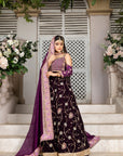 Plum velvet lehnga choli