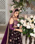Plum velvet lehnga choli