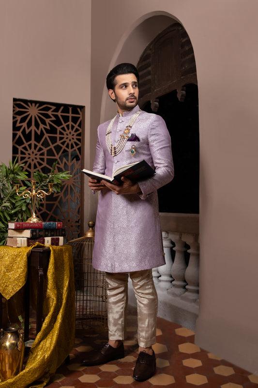 A classic Lilac sherwani.