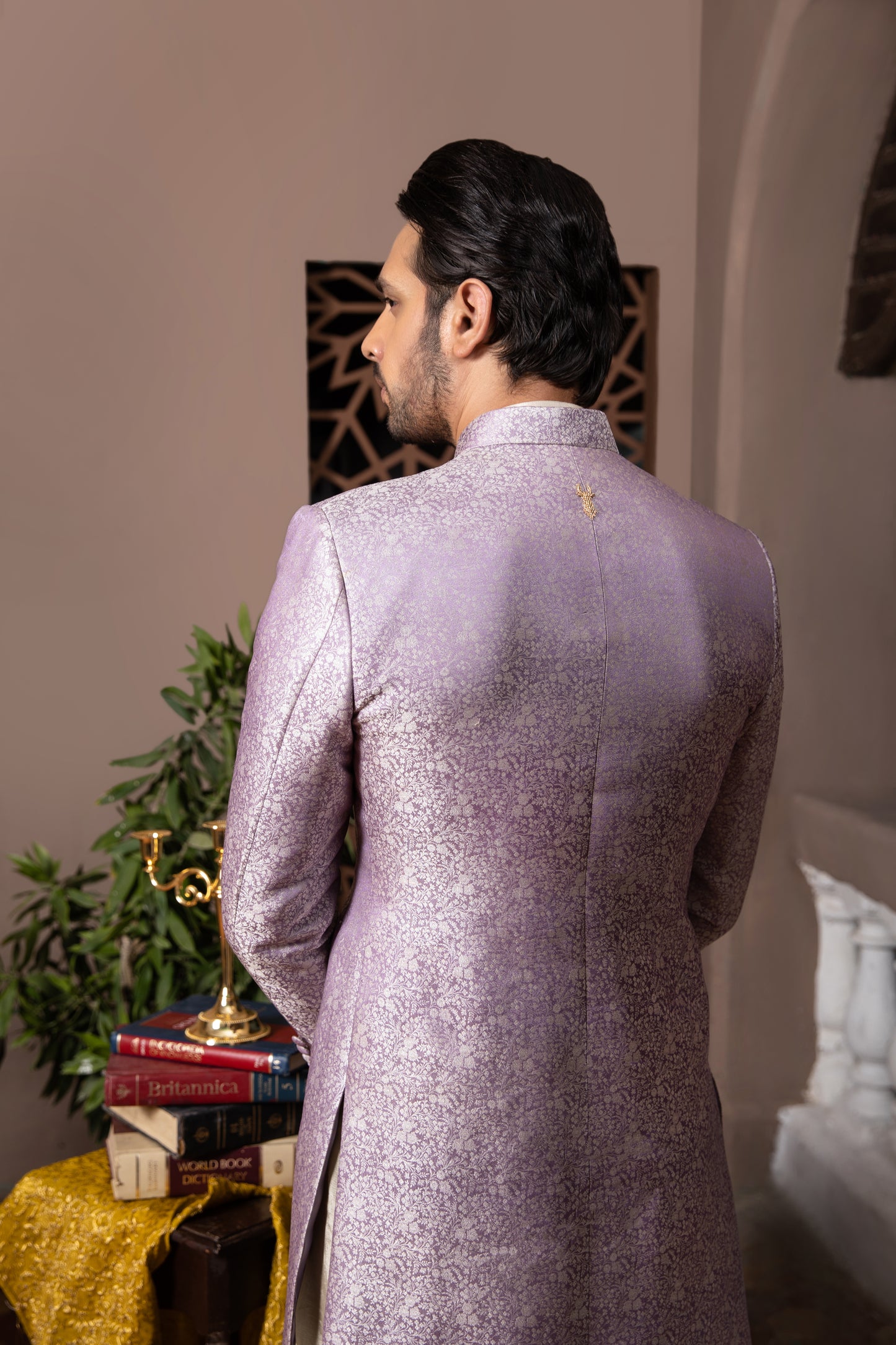 A classic Lilac sherwani.