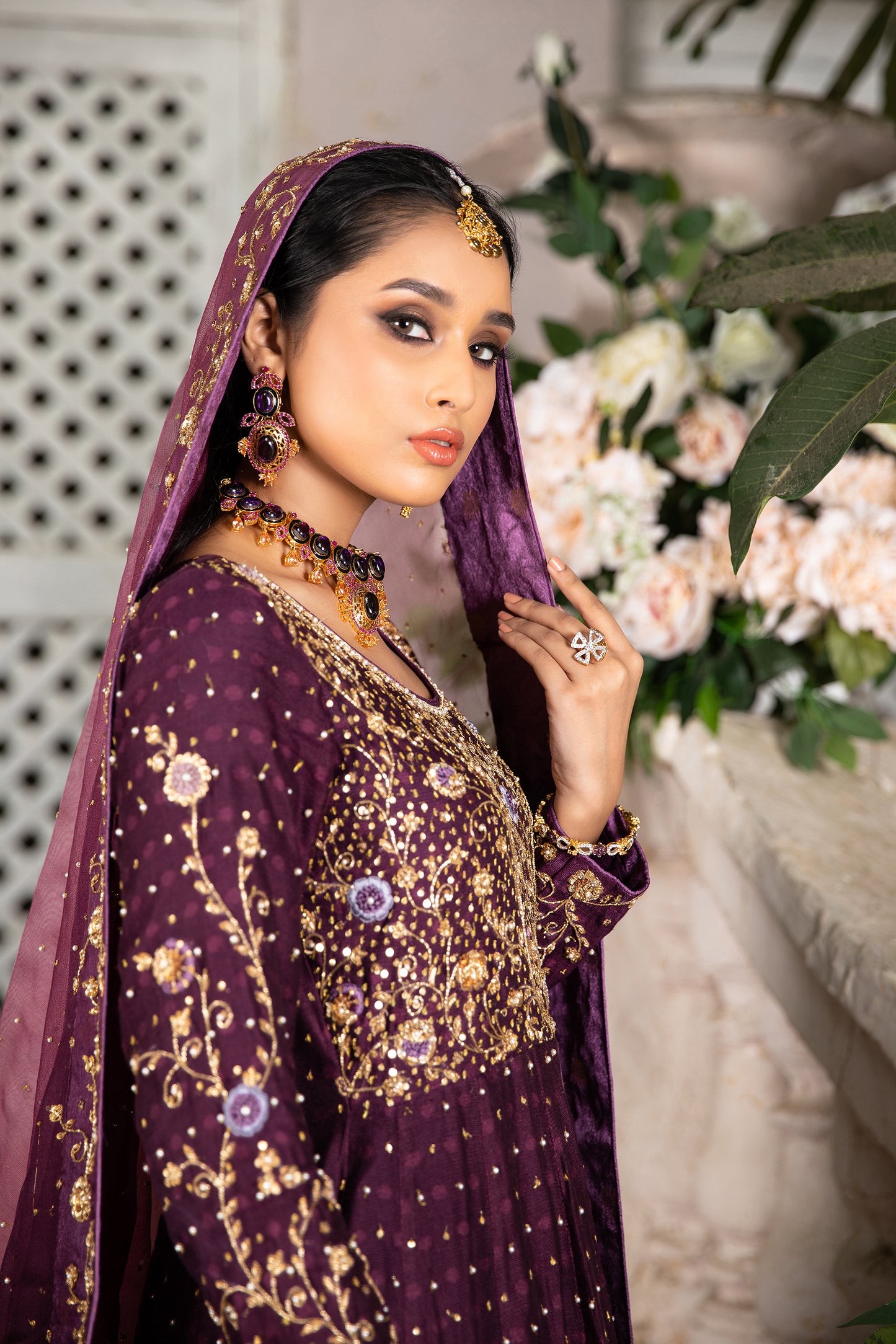 Engagement/Nikkah Kalidaar with a shaded dupatta.