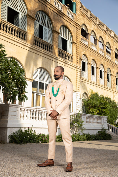 Gold self embosed prince suit