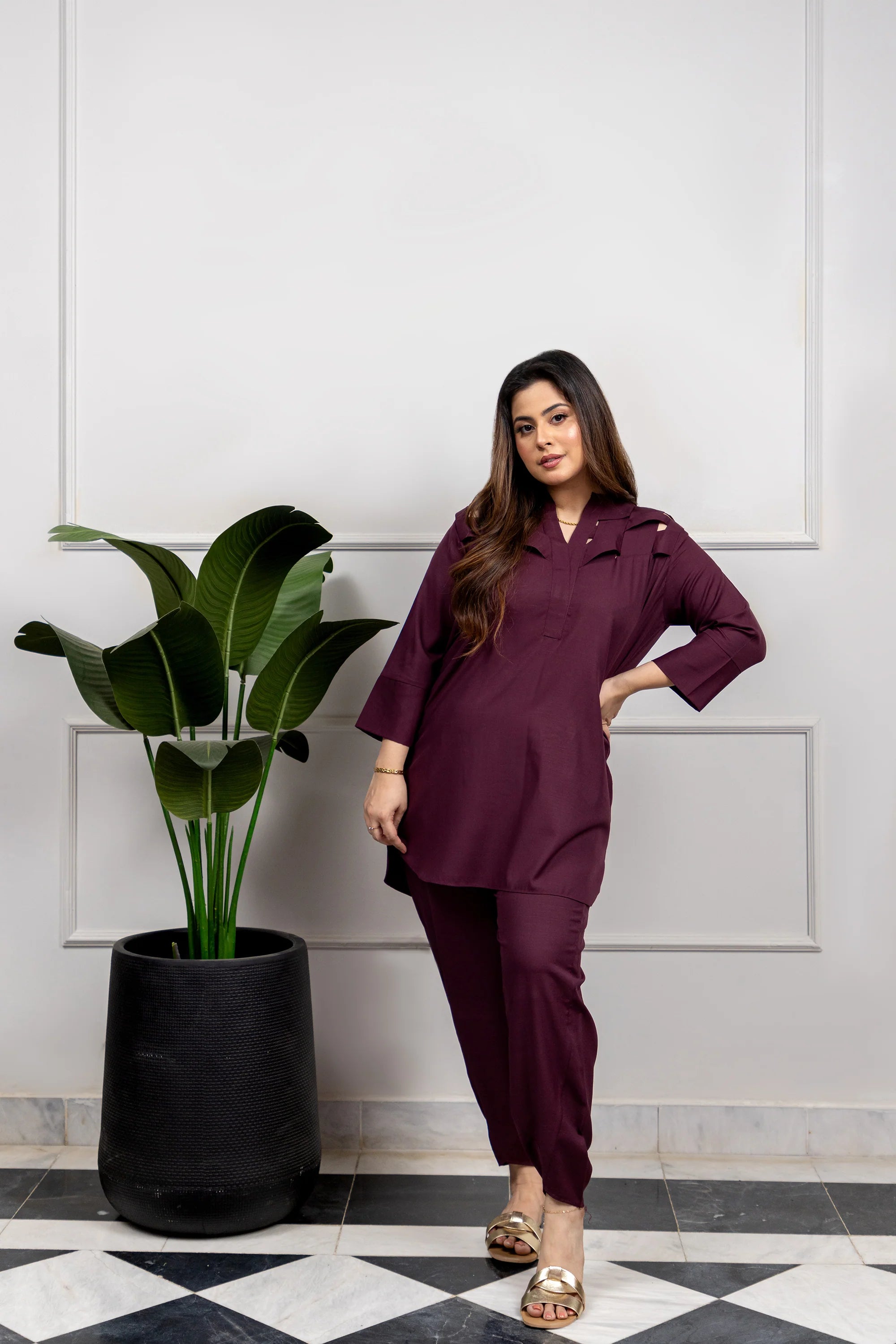 Merlot - Stylish Burgundy Top with Crossed Neckline | Timeless Elegance ...
