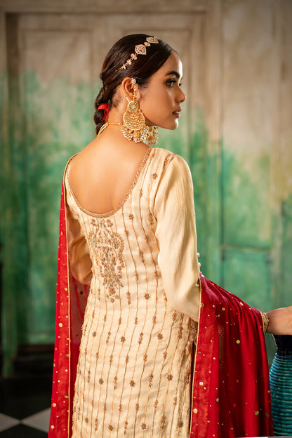 Gold Maisuri dress with raw silk lehenga