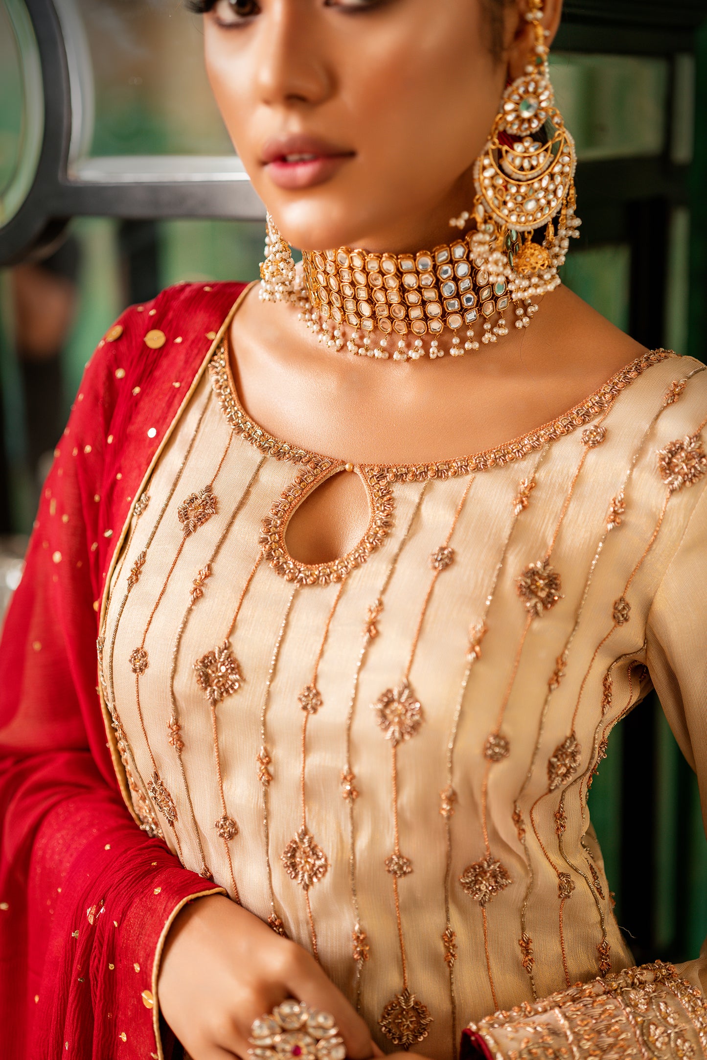 Gold Maisuri dress with raw silk lehenga