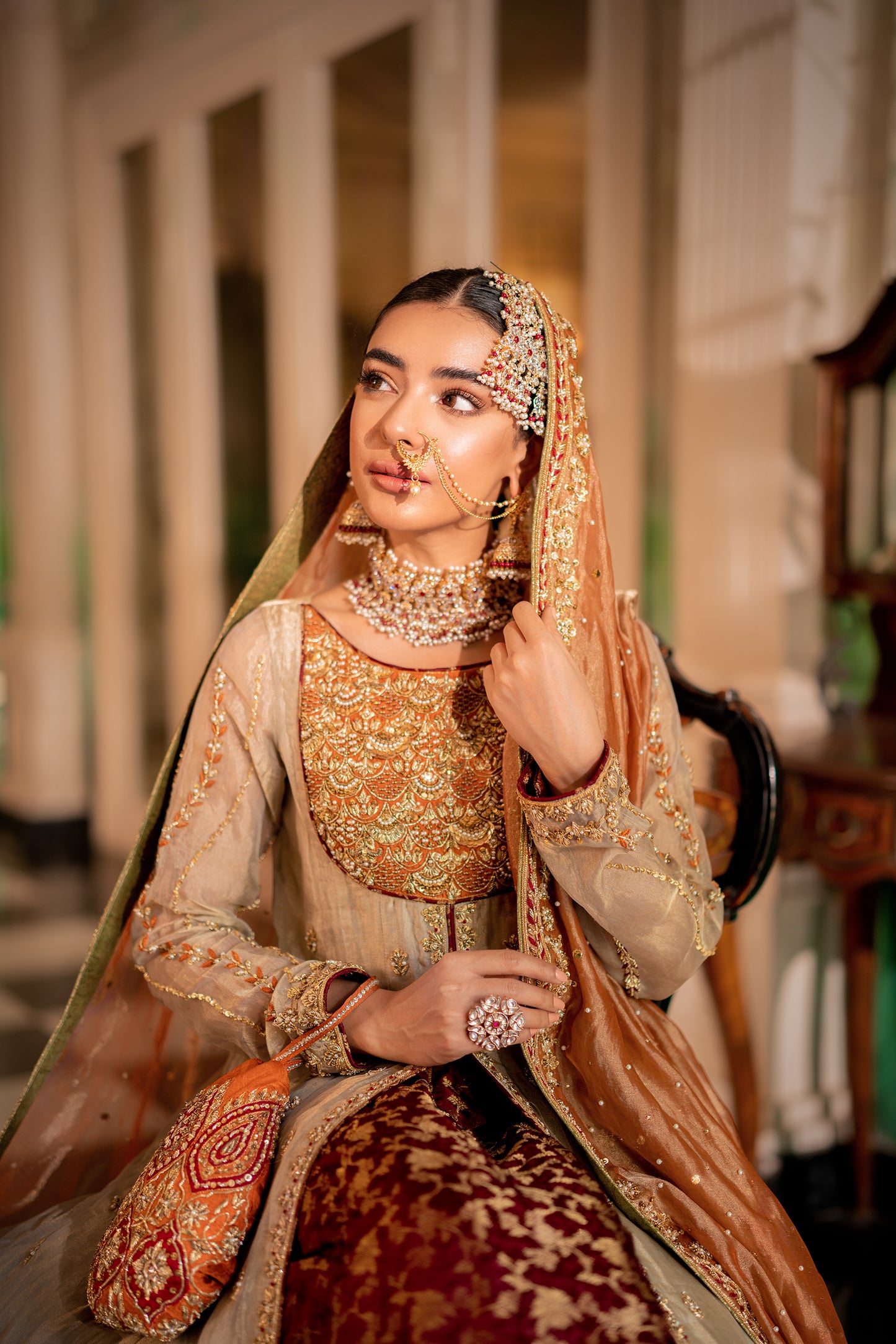 Rust And Maroon Engagement/Nikkah Dress