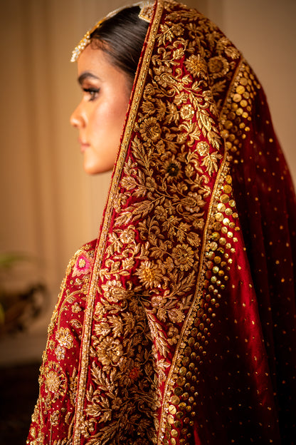 Enchanting In Maroon Farshi Bridal