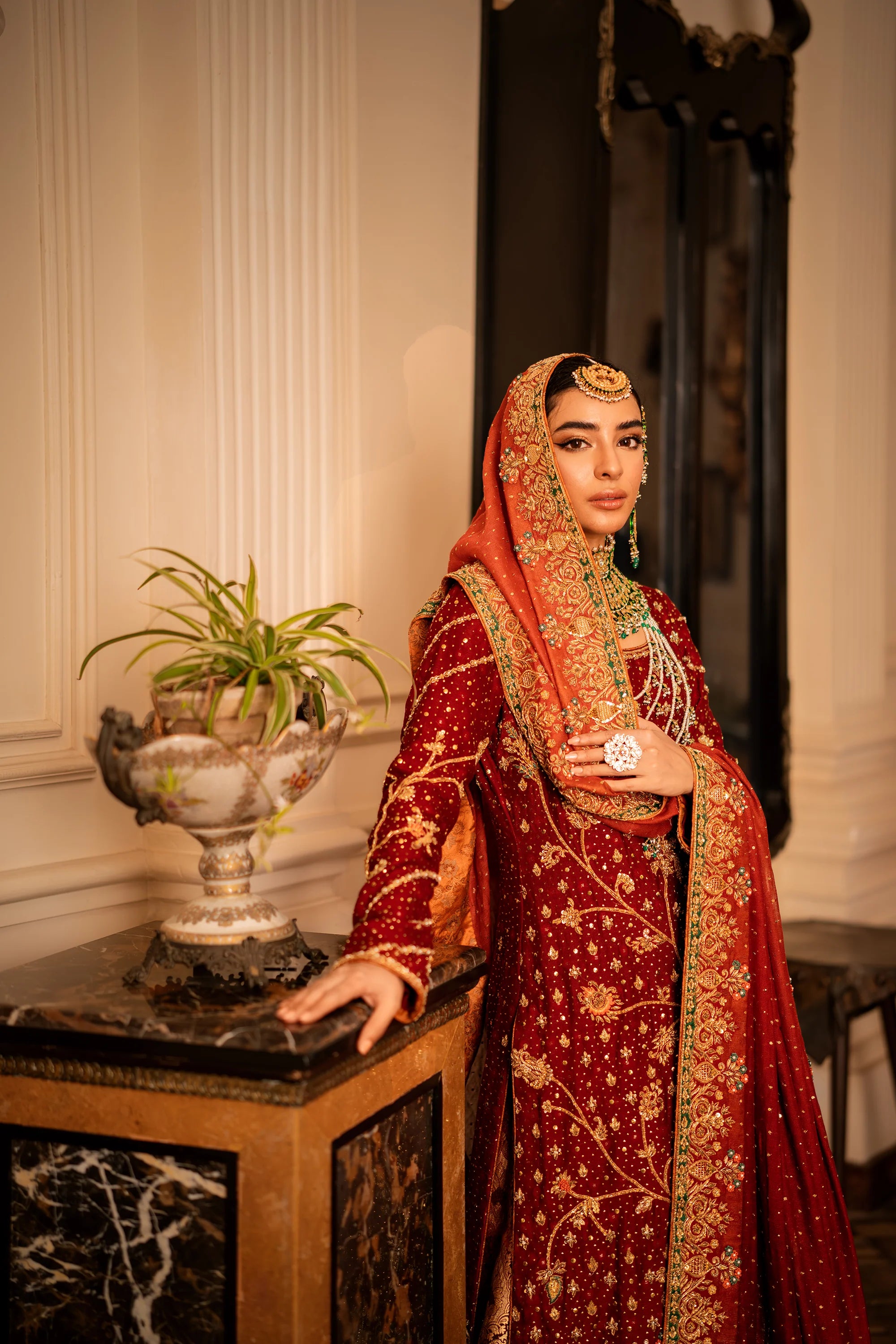 Maroon Farshi Bridal with Aqua - Traditional Elegance & Modern Flair ...