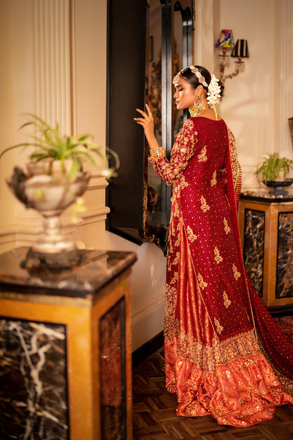 Enchanting In Maroon Farshi Bridal