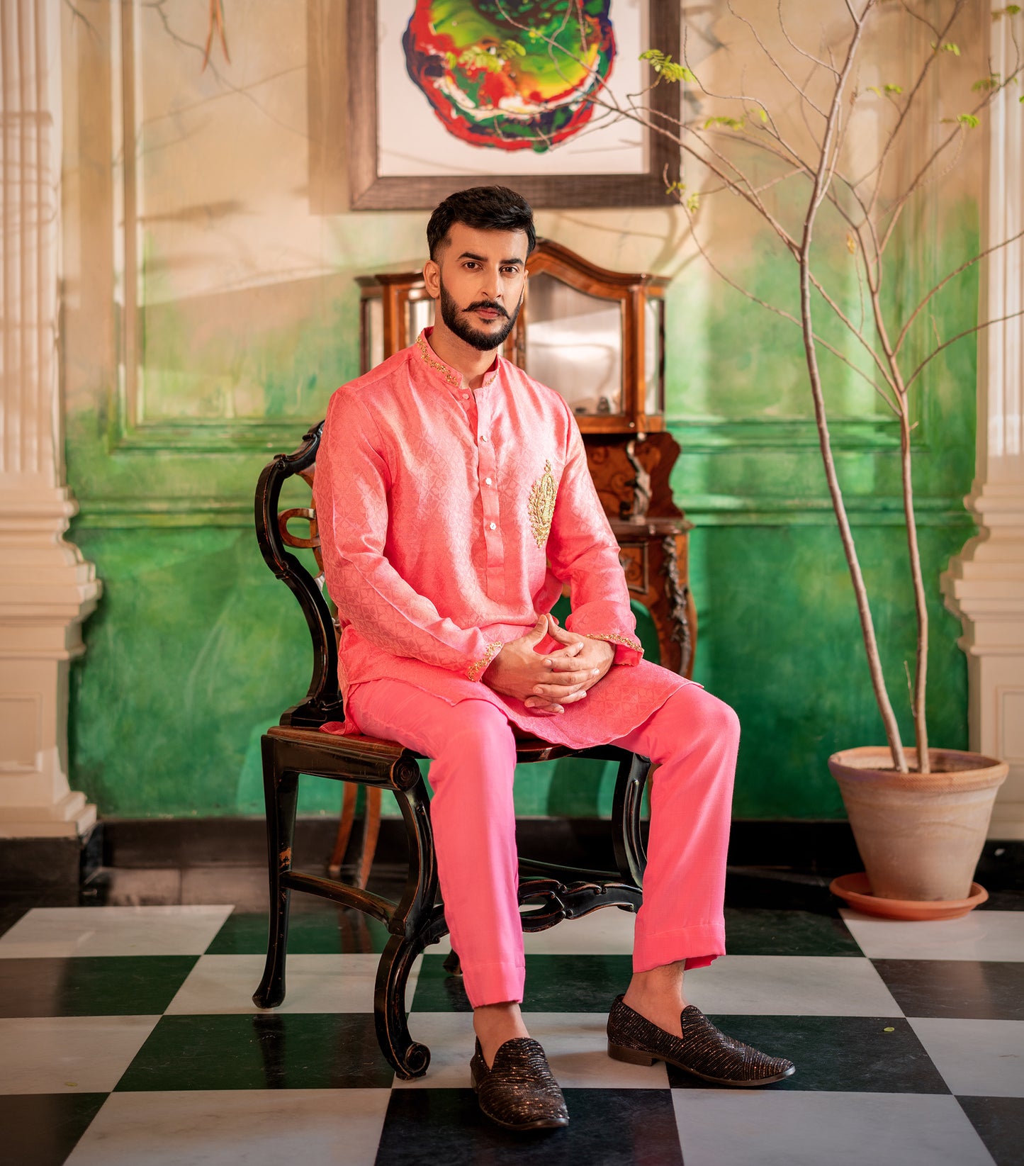 Pink Men's Kurta