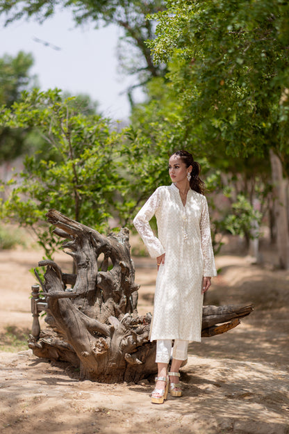 White chikankari outfit