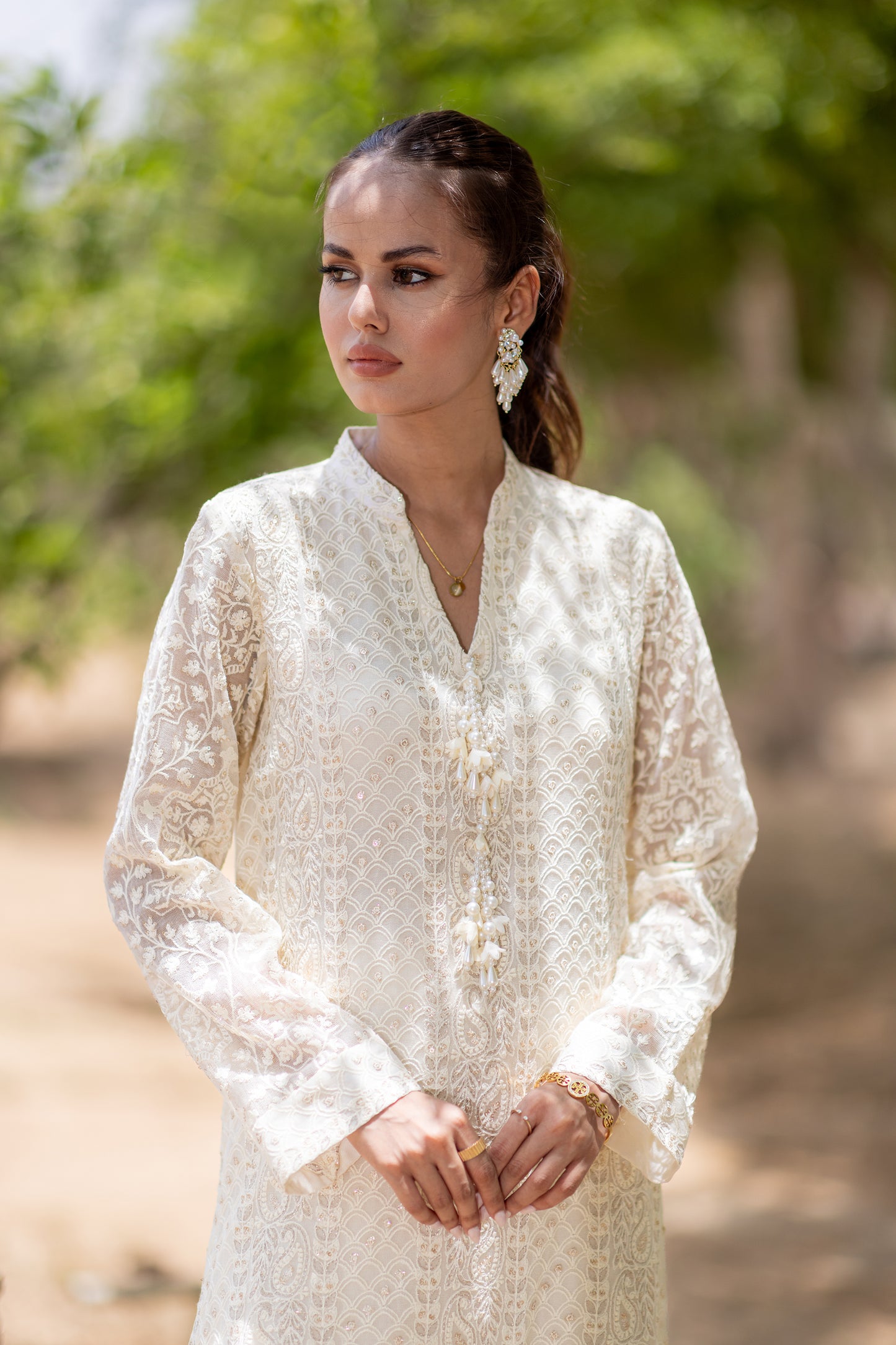 White chikankari outfit