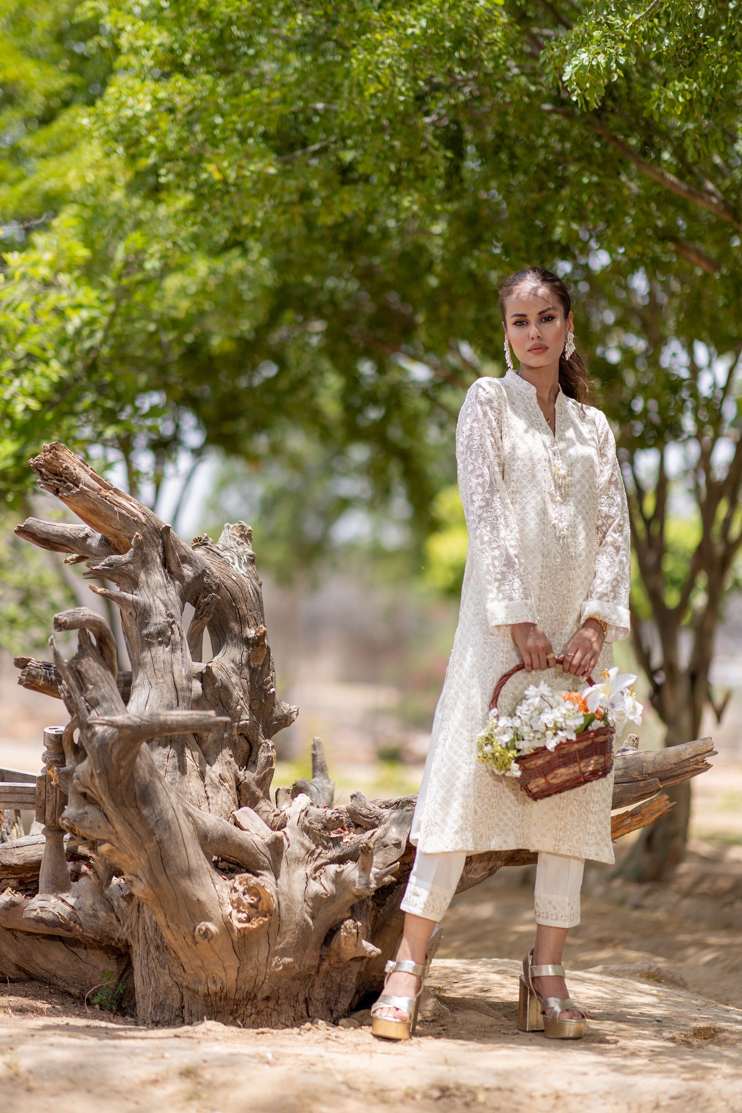 White chikankari outfit