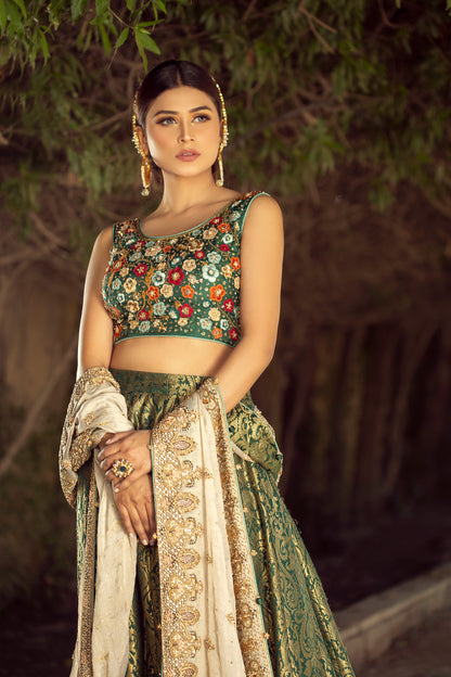 Teal green lehenga choli