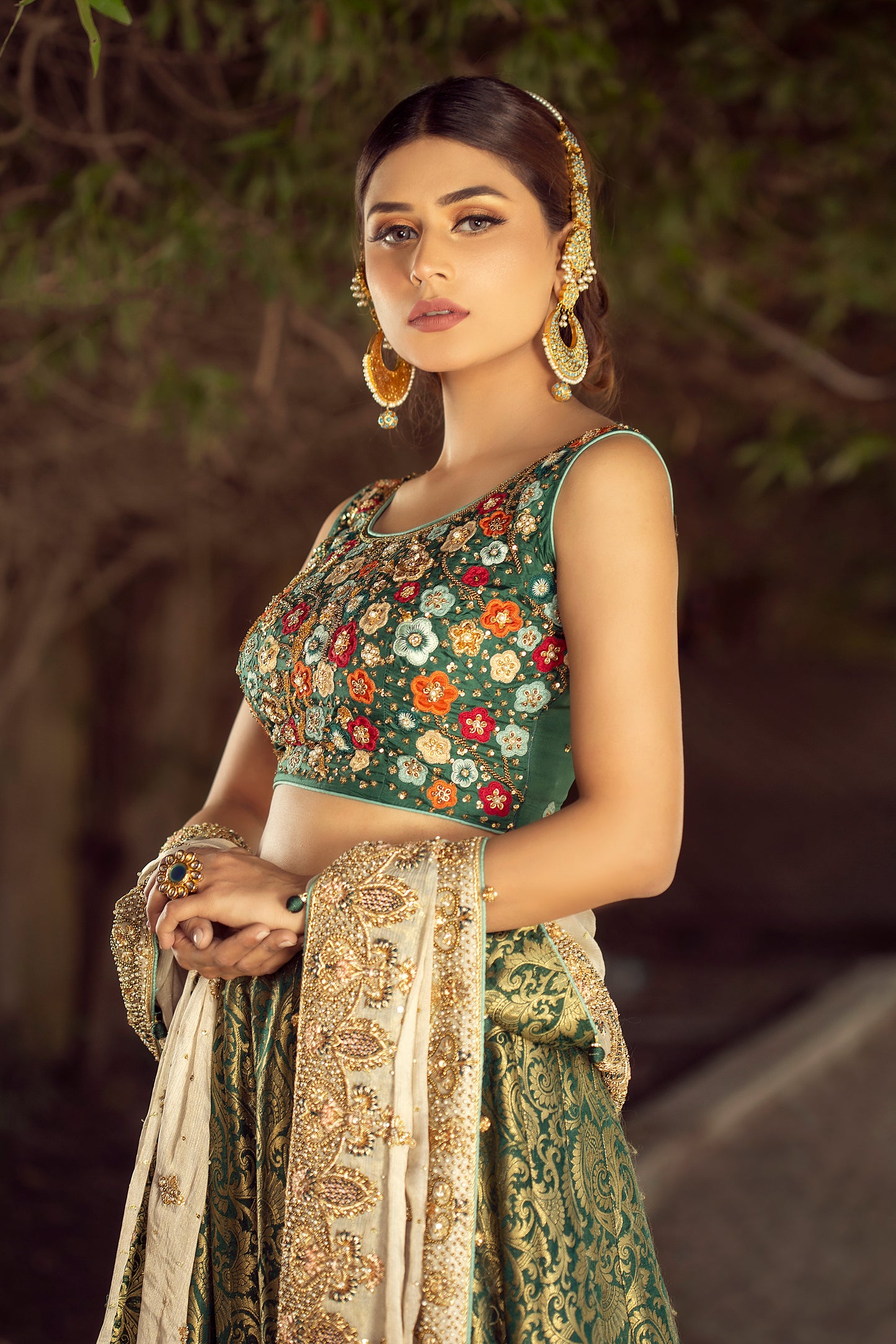 Teal green lehenga choli