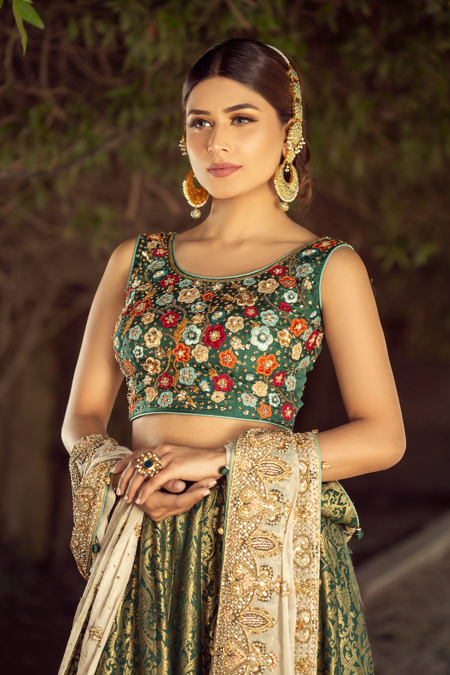 Teal green lehenga choli