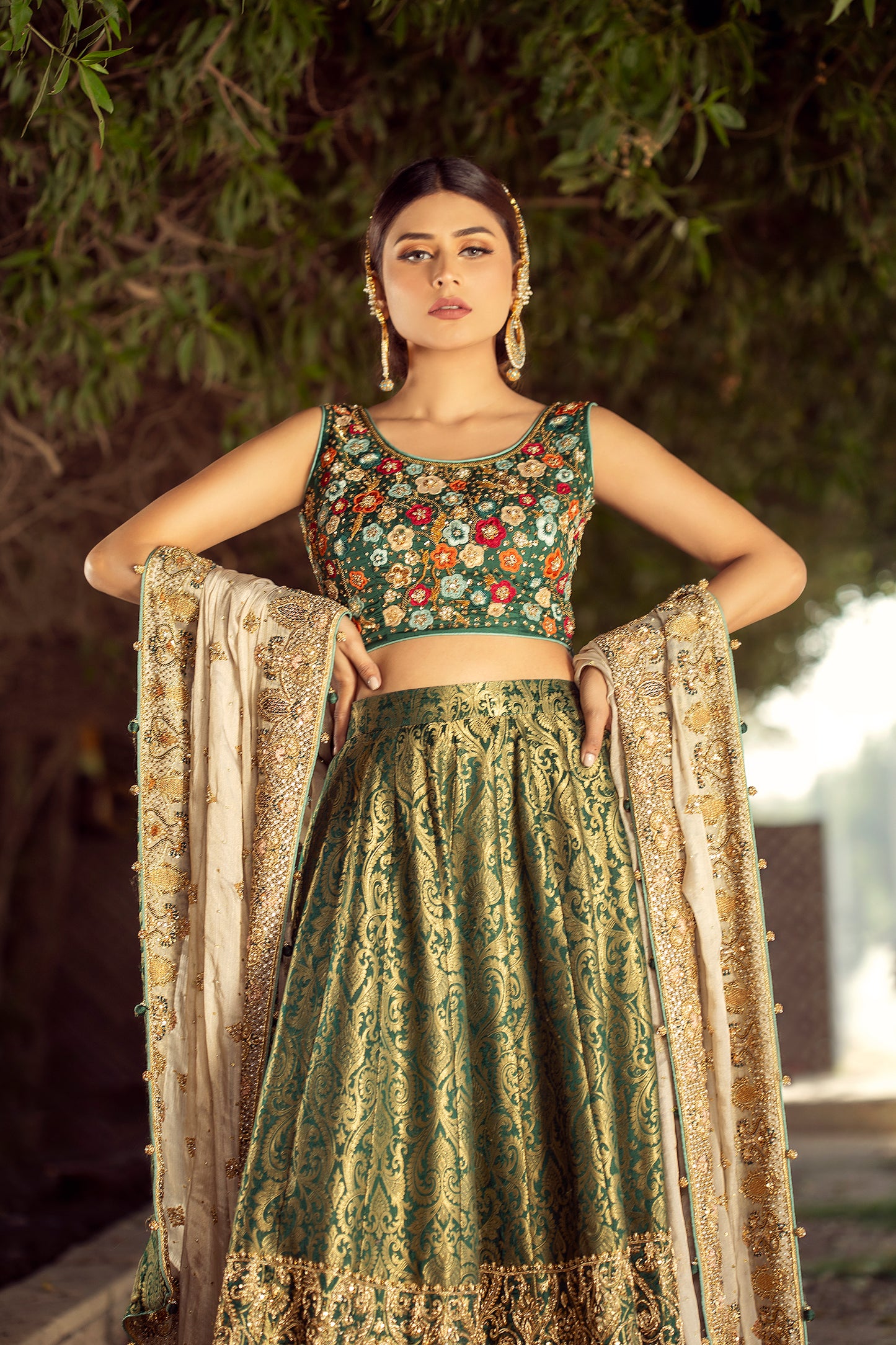 Teal green lehenga choli