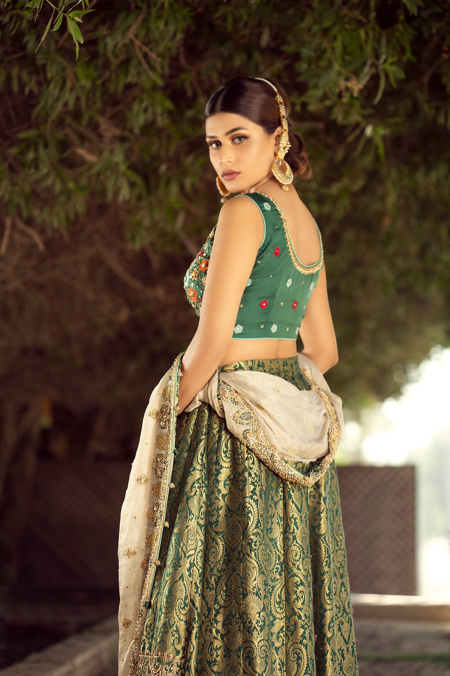 Teal green lehenga choli