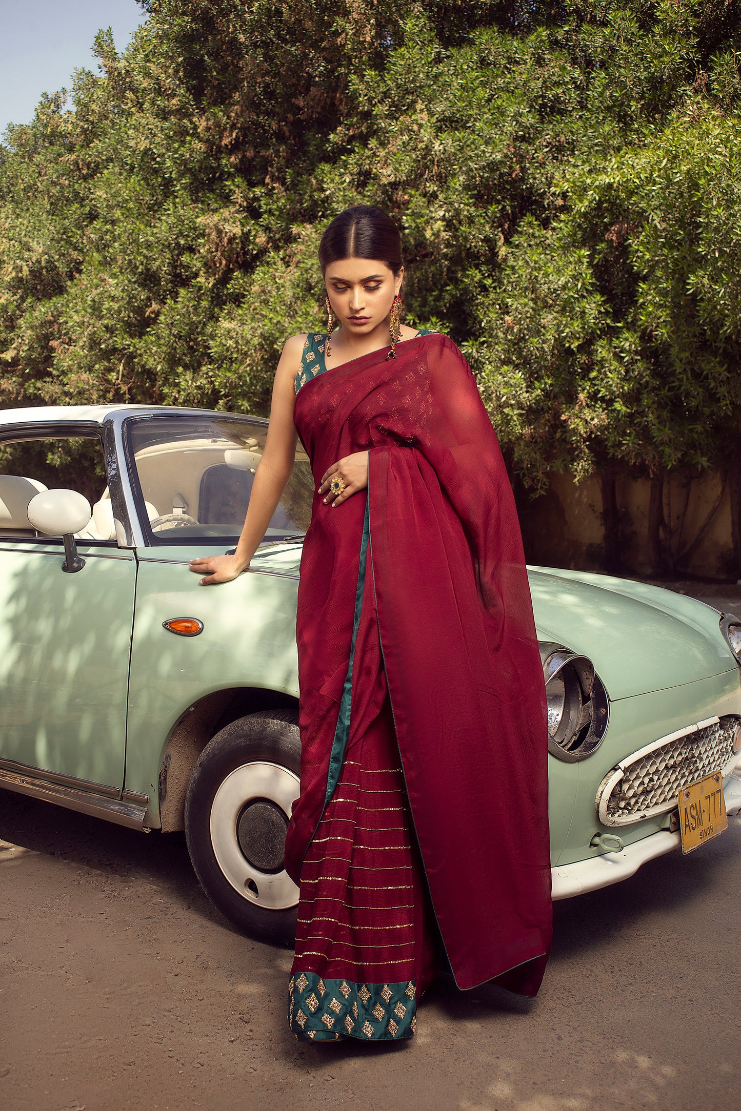 Garnet Maroon Saree