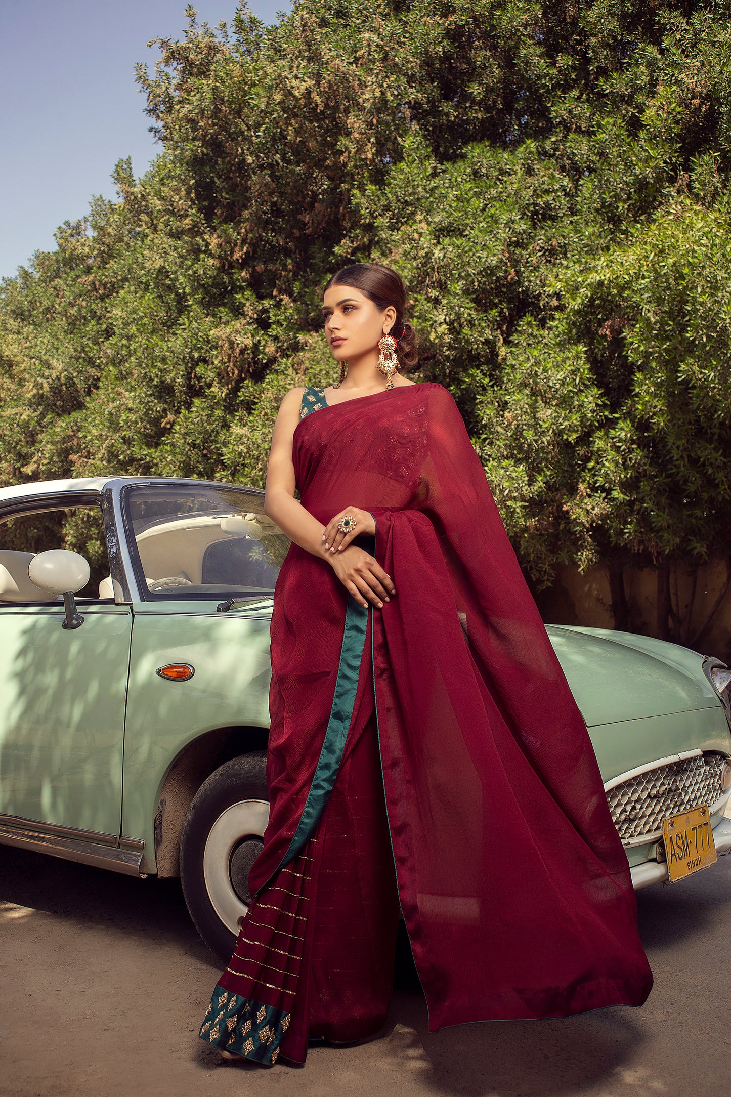 Garnet Maroon Saree