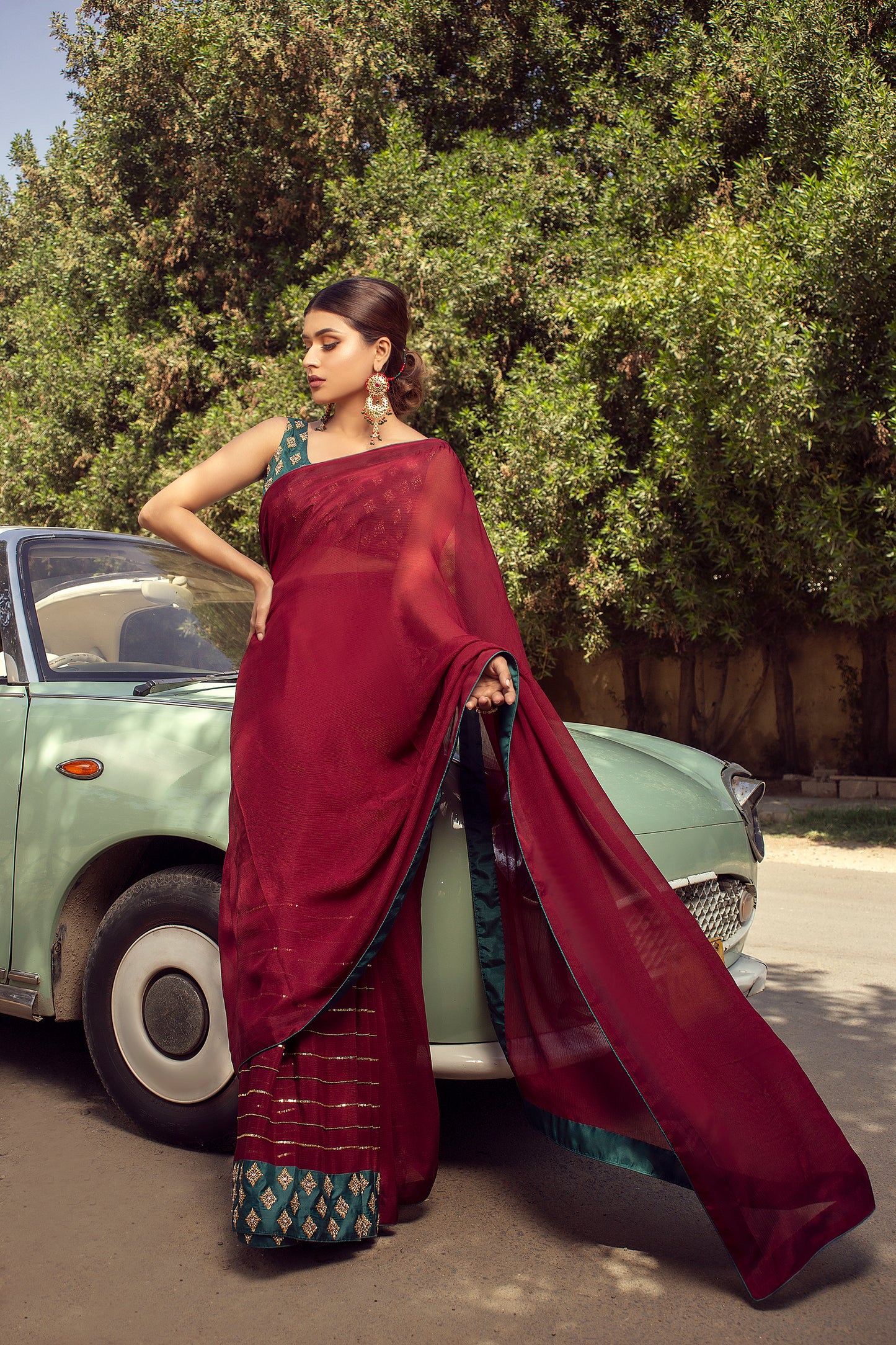 Garnet Maroon Saree