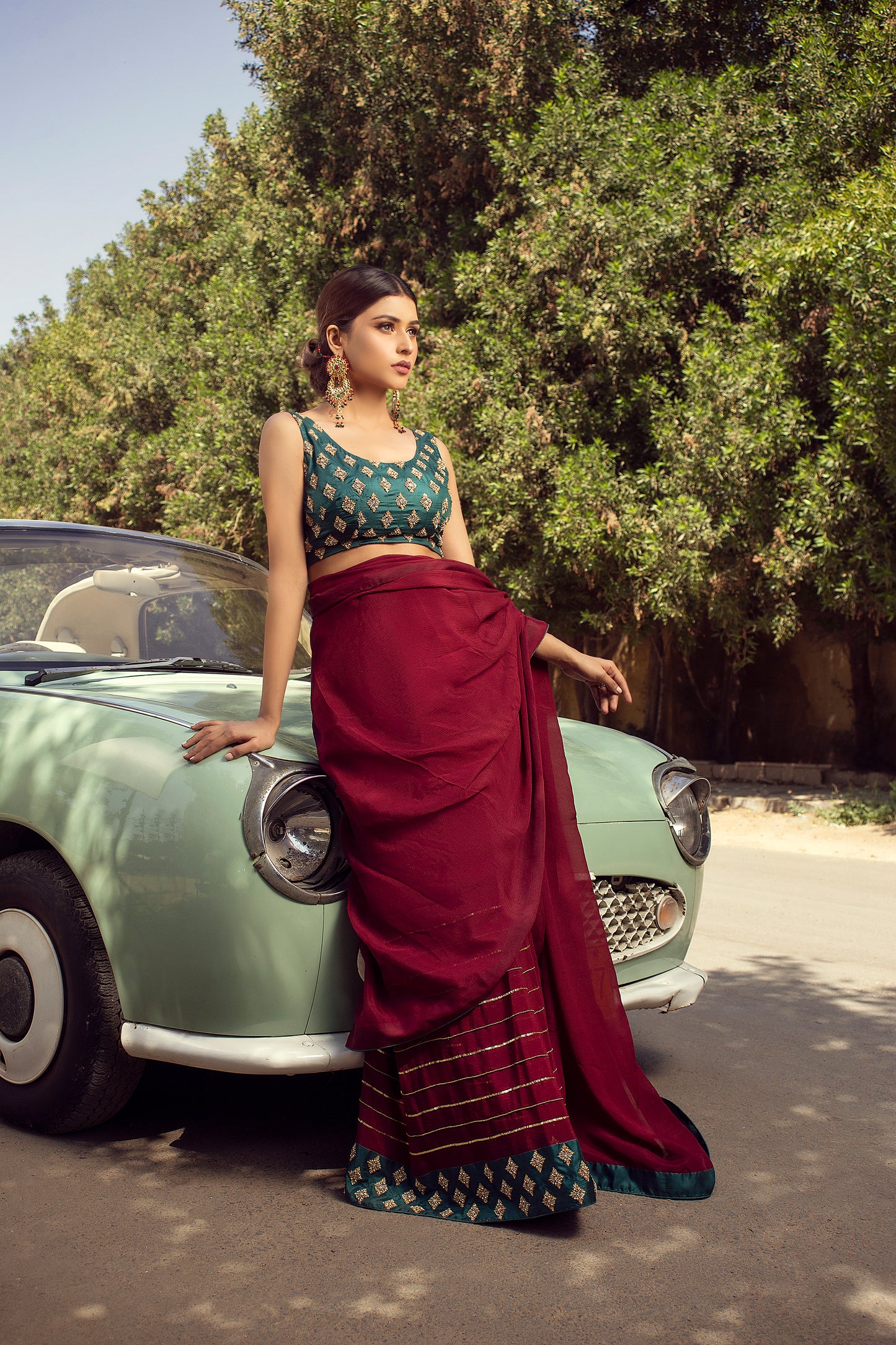 Garnet Maroon Saree