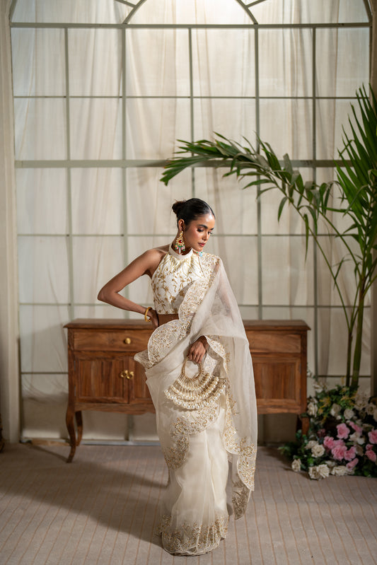 Noorie - White Organza Saree