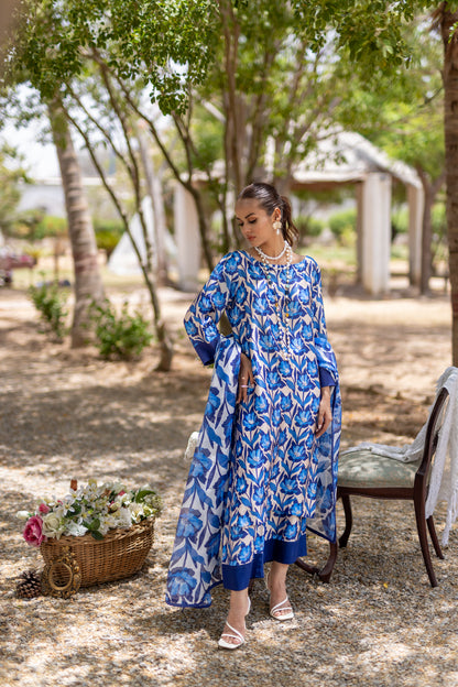 Blue printed Silk outfit