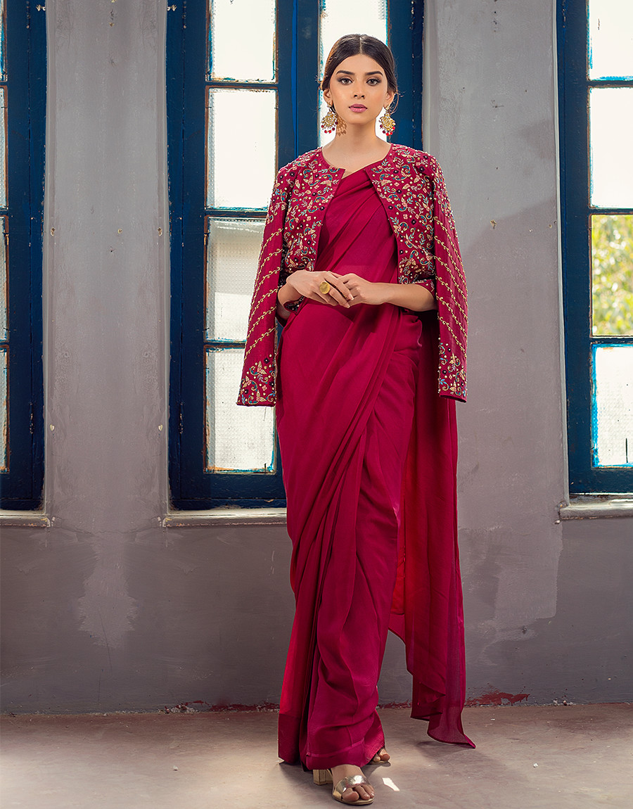 Layer Jacket Over A Saree - Bold Outline : India's leading Online  Lifestyle, Fashion & Travel Magazine.